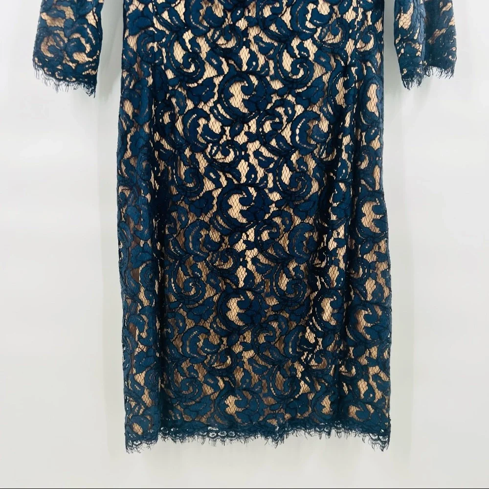 Tadashi Shoji Blue lace dress half sleeve size 4 - Picture 3 of 7